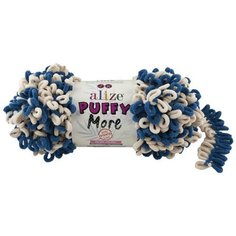 Пряжа Alize Puffy More экрю-морская волна (6263), 100%микрополиэстер, 11,5м, 150г, 5шт