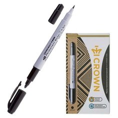 Маркер перманентный 2.0-4.0 мм, Crown P-800W Multi Marker, двухсторонний, чёрный