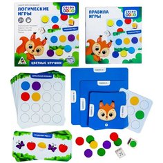 Логические игры ЛАС играс "Цветные кружки", 4 игры: продолжи ряд, судоку, задачи на счет с кубиками и зеркальная мозаика
