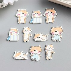 Декор для творчества дерево "Рыжие котята" набор 10 шт 2х1,8 см Арт Узор