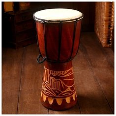Музыкальный инструмент "Барабан Джембе Узоры" 30х15х15 см микс