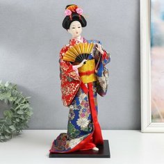 Кукла коллекционная "Гейша в шелковом кимоно с веером" 40 см NO Name