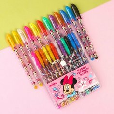 Набор гелевых ручек с блёстками, 12 цветов, Минни Маус Disney