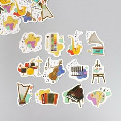 Наклейки для творчества "Искусство и музыка" тиснение золото набор 48 шт 9х7х0,8 см Арт Узор