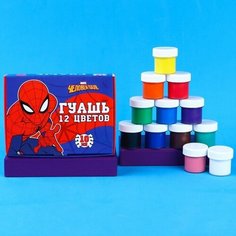 Гуашь 12 цветов по 10 мл, Человек-Паук Marvel