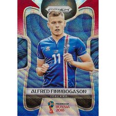 Коллекционная карточка Panini Prizm FIFA World Cup Russia 2018 #101 Alfred Finnbogason - Red Blue Wave S0286