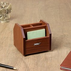 Органайзер 4 секции, вращающийся, под красное дерево с лак. кантиками, 12х12х12 см Нет бренда