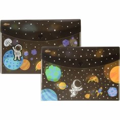 Папка-конверт на кнопке №1 School А5, Space time, 2 шт/уп