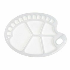 Палитра пластиковая овальная с ячейками, размер 30 х 20,5 см, с отверстием под палец Calligrata