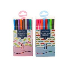Фломастеры 24 цвета HappyColor, на водной основе, в пластиковом пенале, микс BrunoVisconti 6623841 .