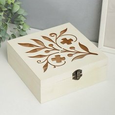 Шкатулка для росписи дерево с делениями "Ветвь" 7х18,8х18,8 см Made in China