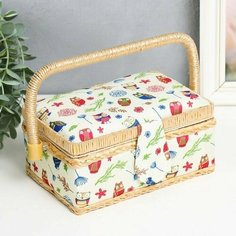 Шкатулка для рукоделия "Нарисованные совушки" 9,5х19,5х13 см Made in China