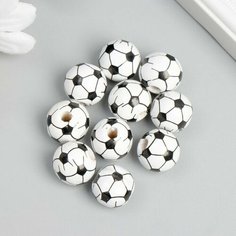 Бусина дерево для творчества "Футбольный мяч" d 1,6 см набор 10 шт Made in China