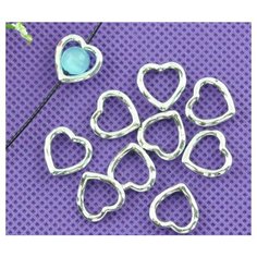 Рамка для бусин Сердце 13х14х3мм, внутренний диаметр 8мм, отверстие 1,5мм, цвет античное серебро, сплав металлов, 25-010, 2шт Мелодия бисера