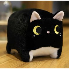 Мягкая игрушка Кот Куб черный, кот буханка, котокуб, 50 см Китай