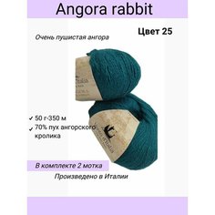 Пряжа Vento dItalia Angora Rabbit (Ангора Кролик) /цвет 25 темный изумруд/70% пух ангорского кролика, 30% нейлон / 50г 350м / 2 шт
