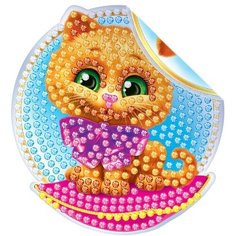 Алмазная мозаика наклейка для детей "Котик", 10 х 10 см. Набор для творчества Gold Market