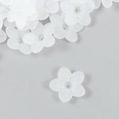 Бусины для творчества пластик "Цветок белый матовый" набор 40 шт 2х3 см Россия