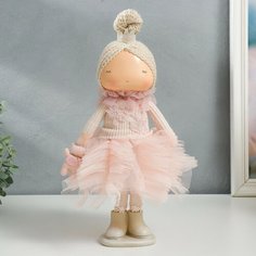 Кукла интерьерная "Малышка-принцесса в розовом платье, с медведем" 37,5х15х18,5 см Россия
