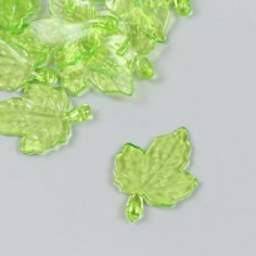 Декор для творчества пластик "Кленовые листья" прозрачный зелёный набор 20 гр 0,4х5,6х5 см Россия
