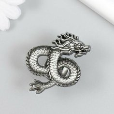 Ручка для шкатулки металл "Китайский дракон" состаренное серебро 4,5х5 см Made in China