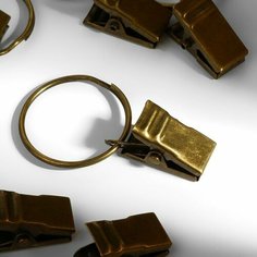Арт Узор Кольцо для карниза, с зажимом, d = 22/26 мм, 20 шт, цвет бронзовый