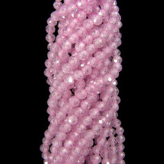 Фианит с огранкой Rose Quartz (нить 12 см) (3 мм) бусины, камни для рукоделия Нестандарт