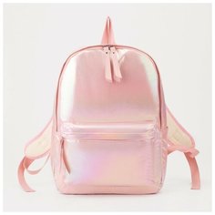 Рюкзак на молнии, наружный карман, 2 боковых кармана, цвет розовый NO Name
