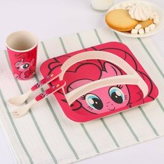 Hasbro Набор детской бамбуковой посуды, 4 предмета, розовый My Little Pony в пакете