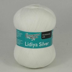 Пряжа Московская шерстопрядильная фабрика Лидия сильвер, МШФ, белый ультра - 114201, 50% имп. меринос, 50% акрил, 5 мотков, 100 г, 1613 м.