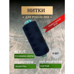 Набор ниток для шитья, рукоделия, швейных машин в темно-синем цвете №511 (дор так - dor tak) / avira Нет бренда