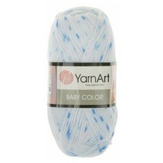 Пряжа YarnArt Baby Color (ЯрнАрт Бэби Колор) Нитки для вязания, 50г, 150м, 100% акрил, цвет 5134 белый/голубая крапинка, 3 шт