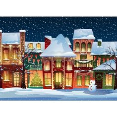 Алмазная мозаика Рождественский город, 22х32 см, 30 цв, полн. заполнение, с подр. Рыжий кот