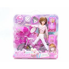 Игровой набор для девочки: Кукла на велосипеде с аксессуарами, 5091-6 Китай