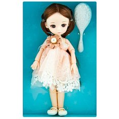 Шарнирная кукла Валала в розовом платье 23 см / с расчёской Walala Girl