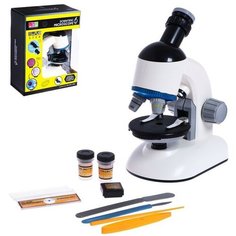 Микроскоп детский Юный ученый кратность х00, х400, х200, подсветка, цвет белый 1 шт Китай