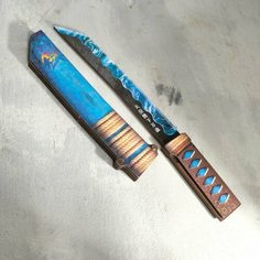 Сувенир деревянный "Нож Танто", в ножнах, синий Дарим красиво
