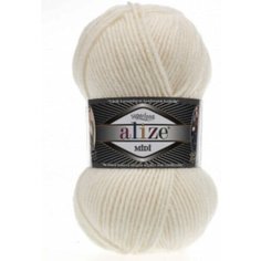 Пряжа Alize Superlana Midi светло-молочный (62), 25%шерсть/75%акрил, 170м, 100г, 3шт