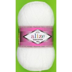 Пряжа Alize Superwash 100 белый (55), 75%шерсть/25%полиамид, 420м, 100г, 5шт