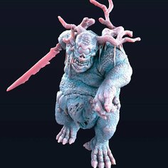 Fantasy War миниатюры / Вар / Демон / Demon / Демон с мечом / Demon with sword / игровая фигурка для раскрашивания / база 26мм Portal Goblin Studio