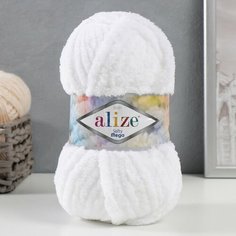 Пряжа "Softy mega" 100% микрополиэстер 70м/100гр (55 белый) Alize