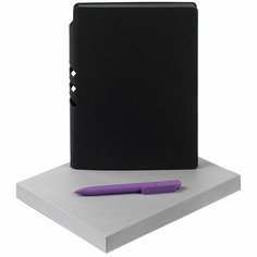 Набор Flexpen Shall, черно-фиолетовый, 16,5х21,3х2 см, ежедневник - искусственная кожа; ручка - пластик; коробка - картон Нет бренда