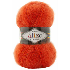 Пряжа Alize Mohair Classic оранжевый (37), 24%шерсть/25%мохер/51%акрил, 200м, 100г, 3шт
