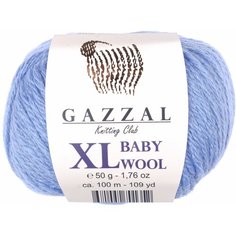 Пряжа Gazzal Baby Wool XL голубой (813), 40%шерсть мериноса/20%кашемирПА/40%акрил, 100м, 50г, 2шт