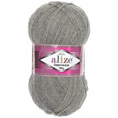 Пряжа Alize Superwash 100 серый меланж (21), 75%шерсть/25%полиамид, 420м, 100г, 3шт
