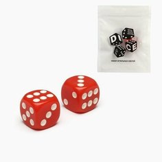 Кубики игральные "Время игры", 1.6 х 1.6 см, набор 2 шт, красные 9474226