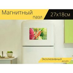 Магнитный пазл "Цветок, гавайи, экзотика" на холодильник 27 x 18 см. Lots Prints