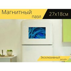 Магнитный пазл "Веревка, лодка, рыбалка" на холодильник 27 x 18 см. Lots Prints