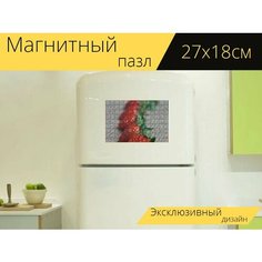 Магнитный пазл "Клубника, витамины, фрукты" на холодильник 27 x 18 см. Lots Prints