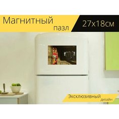 Магнитный пазл "Косплей, харли квинн, девушка" на холодильник 27 x 18 см. Lots Prints